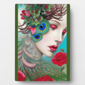 レッドリップ&バラピーコック抽象芸術 フォトプラーク (正面)