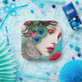 レッドリップ&バラピーコック抽象芸術 ペーパープレート (パーティー)