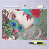 レッドリップ&バラピーコック抽象芸術 薄葉紙 (クラフト)