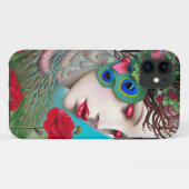 レッドリップ&バラピーコック抽象芸術 Case-Mate iPhoneケース (裏面(横))
