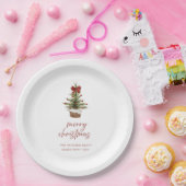 レッドリボンのクリスマスツリーホリデー ペーパープレート (パーティー)