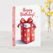 レッドリボンの誕生日カード カード (黄色い花)