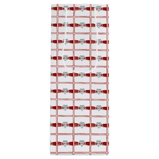 レッドリボンインフィニティハートワイン抱き枕 ワインギフトバッグ (正面)