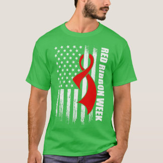 レッドリボンウィーク米国国旗のヴィンテージ 動揺して Tシャツ