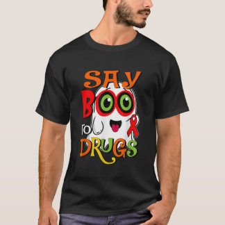 レッドリボンウィーク薬物認識度ハロウィーンSay Boo T Tシャツ