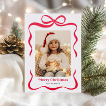 レッドリボンギフトボウ メリークリスマス 写真入り