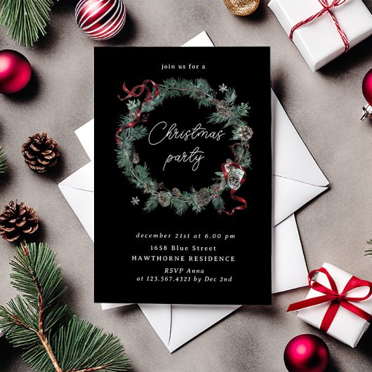 レッドリボングリーンリーリースクリスマスパーティー 招待状