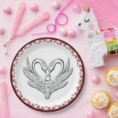 レッドリボンシルバースワンス紙プレート ペーパープレート (パーティー)