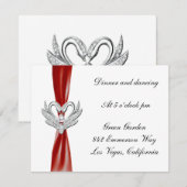 レッドリボンシルバースワンズ受付カード 招待状 (正面/裏面)