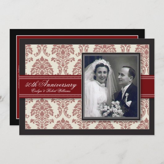 レッドリボンダマスク記念日パーティの招待状 招待状 (正面/裏面)