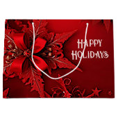 レッドリボンフローラホリデークリスマス抱き枕 ラージペーパーバッグ (正面)