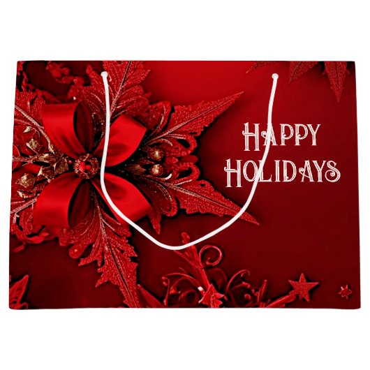 レッドリボンフローラホリデークリスマス抱き枕 ラージペーパーバッグ (正面)