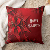 レッドリボンフローラホリデークリスマス クッション (ブランケット)