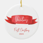 レッドリボンベビーズ初めてのクリスマスホリデーセラミック セラミックオーナメント (裏面)