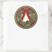 レッドリボンボウクリスマスリースパインコーンシール ラウンドシール (バッグ)