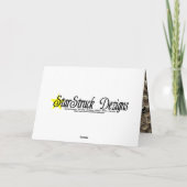 レッドリボン付きゴールデンツリー&ボウおめでとう カード (裏面)