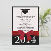 レッドリボン卒業招待状 招待状 (スタンド正面)