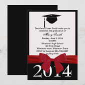 レッドリボン卒業招待状 招待状 (正面/裏面)