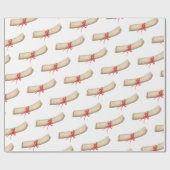 レッドリボン卒業証書イラストレーション卒業 ラッピングペーパー (フラット)