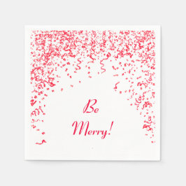レッドリボン紙吹雪クリスマス スタンダードカクテルナプキン