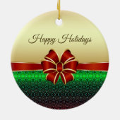 レッドリボン金ゴールドホリデーオーナメント セラミックオーナメント (裏面)