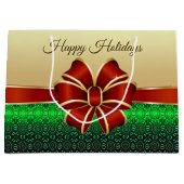 レッドリボン金ゴールドホリデー抱き枕 ラージペーパーバッグ (正面)