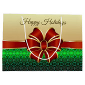 レッドリボン金ゴールドホリデー抱き枕 ラージペーパーバッグ (裏面)