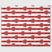 レッドリボン&ボーズクリスマスホリデー ラッピングペーパー (フラット)