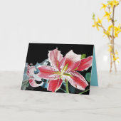 レッドリリーリリーフローラウォーター色誕生日カード カード (黄色い花)