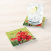 レッドリリー名前をカスタムする ガラスコースター (アングル)