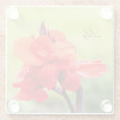 レッドリリー名前をカスタムする ガラスコースター (裏面)