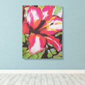 レッドリリー花モダンオリジナル絵画アート キャンバスプリント (インサイチュ (ウッドフロア))
