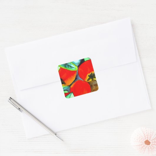 レッドリンゴ水カラーオリジナルアート絵画ズ スクエアシール (封筒)