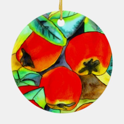 レッドリンゴ水カラーオリジナルアート絵画ズ セラミックオーナメント (裏面)