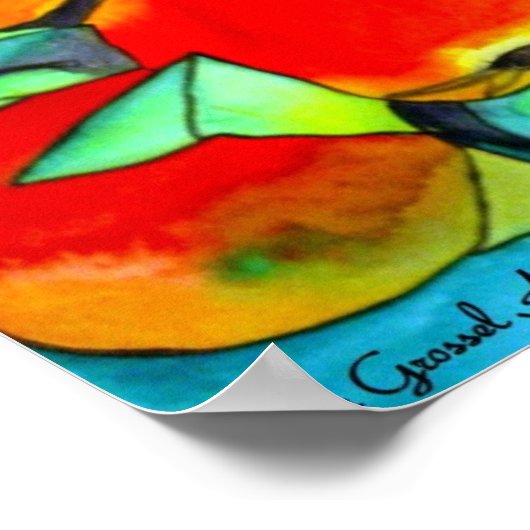 レッドリンゴ水カラーオリジナルアート絵画ズ ポスター (角)