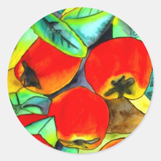 レッドリンゴ水カラーオリジナルアート絵画ズ ラウンドシール (正面)