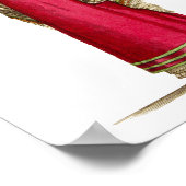 レッドリージェンシーガウンアンティークフランスのファッションスケッチ ポスター (角)