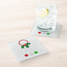 レッドリースとジンルベルズホワイトコースター ガラスコースター