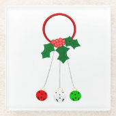 レッドリースとジンルベルズホワイトコースター ガラスコースター (正面)