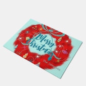 レッドリースレトロクリスマス ドアマット (アングル)