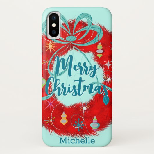 レッドリースレトロクリスマス Case-Mate iPhoneケース (裏面)