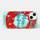レッドリースレトロクリスマス iPhoneケース (裏面横)