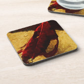 レッドリーフオンビーチ抽象芸術印象主義 コースター (左側)