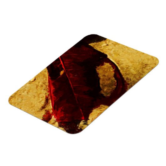 レッドリーフオンビーチ抽象芸術印象主義 マグネット (左側)