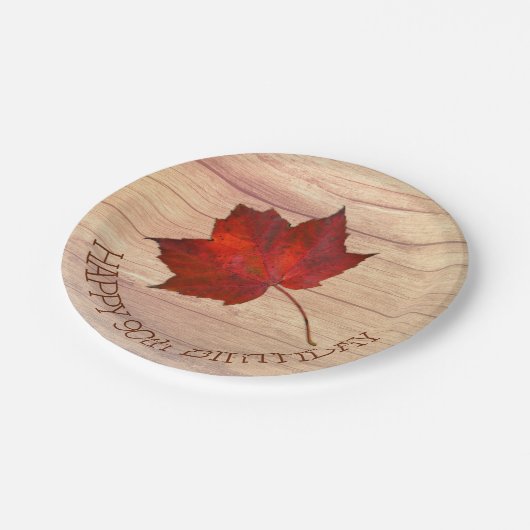 レッドリーフカスタム秋パーティープレート ペーパープレート (アングル)