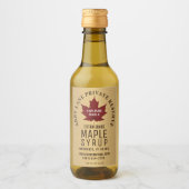 レッドリーフピュアメープルシロップ金ゴールド上の円形ロゴ ワインラベル (正面)