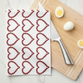 レッドルビージェムストーンハート キッチンタオル (四つ折り)