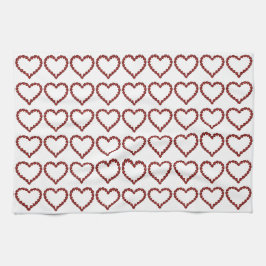 レッドルビージェムストーンハート キッチンタオル