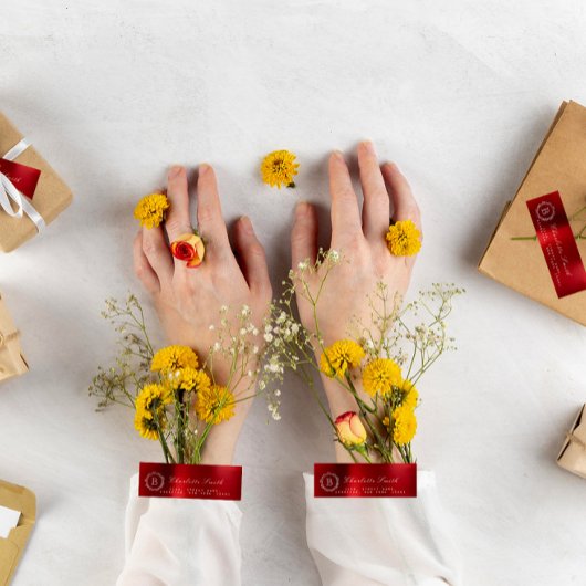 レッドルビーワインモノグラム差出人住所ラベル ラベル