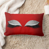 レッドルビー銀グリッターブラックグレームメイクアップまばたき ランバークッション (ブランケット)